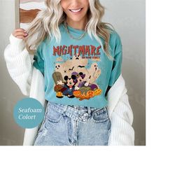 Comfort Colors Mickey Minnie Halloween Shirt, Vintage Disney Halloween Comfort Colors Shirt, Nightmare On The Main Strea
