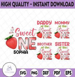 Personalized Name Sweet One Strawberry Birthday Png, Smash Cake Strawberry Birthday Png Only, Strawberry Family Matching