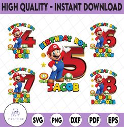 Personalized Name Super Mario Birthday Design Png, Custom Super Mario PNG, High Quality PNG, Digital download