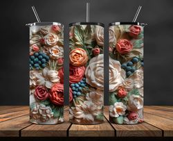 3D Flowers Tumbler Wrap, 3D Floral Sublimation Tumbler Design,Instant Digital Download PNG 16