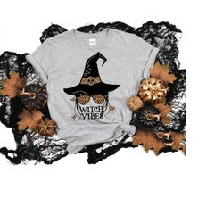 Witchy Vibes Halloween Shirt, Spooky Season Shirt, Fall Trick Or Treat Leopard Print Pullover Shirt, Witch Halloween Shi