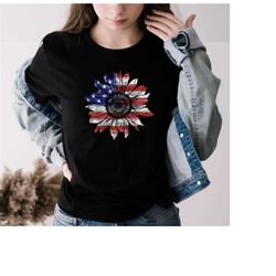 America Sunflower Shirt, 4th Of July Shirt, Patriotic Shirt,  USA Flag Flower T Shirt, Gift For American, 4th Of July Fl