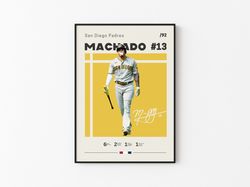 Manny Machado Poster, San Diego Padres, Baseball Print, Baseball Poster, Mid Century Modern, Sports Poster, Gift For Him