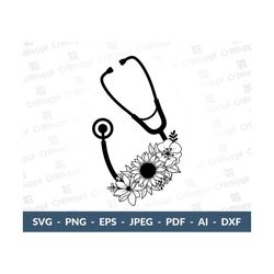 Stethoscope Floral SVG file, Nurse svg file, Nursing svg, Nurse cut file, Flower Stethoscope svg, Stethoscope cut file,