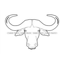 African Buffalo Head Outline Svg, Cape Buffalo Head Outline Svg, OX Svg, Clipart, Files for Cricut, Cut Files For Silhou