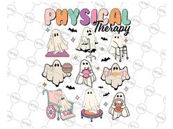 Retro Ghosts Physical Therapy Svg, Halloween Ghosts Spooky PT Svg, Happy Halloween Png, Digital Download