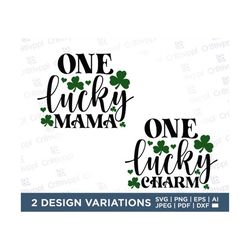 Lucky Mama and Lucky Charm SVG, Bundle, Matching Shirts, Lucky SVG, Irish, Happy St Patrick's Day, Shamrock svg, Clover