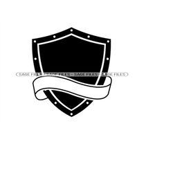 shield & banner svg, shield svg, banner svg, shield banner clipart, shield banner files for cricut, cut files for silhou