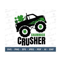 Shamrock crusher SVG, Boys St Patrick day SVG, Shamrock monster truck SVG, St Patrick cut files clover svg, lucky clover