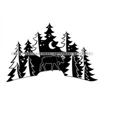 Forest Moose SVG, Moose Svg, Wildlife Svg, Forest Svg, Moose PNG, Moose Design, Moose Clipart, Moose Cut Files, Png, Dxf