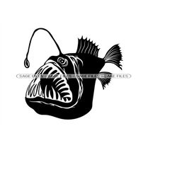 Anglerfish SVG, Angler Fish SVG, Sea Creatures Svg, Anglerfish Clipart, Anglerfish Files for Cricut, Cut Files For Silho