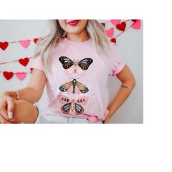 boho butterfly shirt, pink butterflies gift for best friend birthday, vintage cottagecore dark academia shirt, celestial
