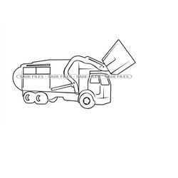 Front Loading Garbage Truck Outline SVG, Dump Truck Svg, Garbage Truck Clipart, Files for Cricut, Cut Files For Silhouet