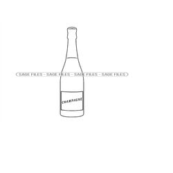 champagne bottle outline svg, champagne svg, champagne clipart, champagne files for cricut, champagne cut files for silh