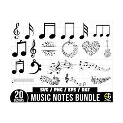 Music Notes Svg Bundle, Guitar Note Svg, Musical Notes Clipart, Music symbols Svg, Music Lover Svg, Notes Dancing Svg, M
