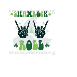Shamrock and roll skeleton hands st patricks day / shamrock svg / st. patricks day svg / retro svg / digital download