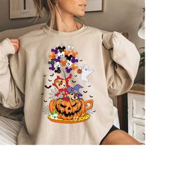 chip and dale halloween sweatshirt, disney pumpkin balloon shirt, disney skeleton shirt, pumpkin tea cup shirt, disney h