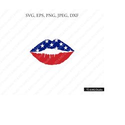 4th of july Svg, Flag Lips SVG, American Flag Lips Girl Svg, Fourth of july Svg, Lips Svg, Lips Clipart, Cricut, Silhoue