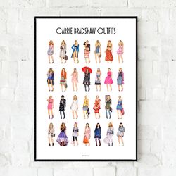 Carrie Bradshaw fashion print from Sex and the city tv show - Fashion illustration - Wall art poster
