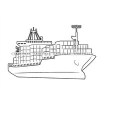 Container Ship Outline SVG, Shipping Svg, Ship Svg, Container Ship Clipart, Files for Cricut, Cut Files For Silhouette,