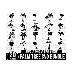 Palm Tree SVG Bundle, Palm Trees Png, Palm Tree Silhouette, Palm Tree Cut Files, Palm Tree Clipart, Beach SVG, Tropical