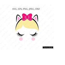 Cat Girl SVG, Princess Svg, Cat Girl Clip Art, Cute Girl Face SVG, Cute Girl SVG, Little Girl Svg Cricut, Silhouette Cut