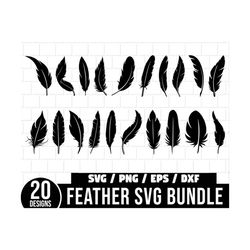 Feather Svg Bundle, Feathers SVG, Feathers Silhouette, Feathers Clipart, Feathers Cut File, Feathers Vector, Instant Dow