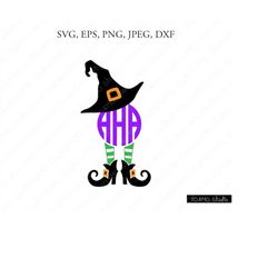 Halloween Witch Monogram SVG, Witch legs Svg, Halloween Svg, Monogram SVG, Monogram Clipart, Witch Hat SVG, Cricut, Silh