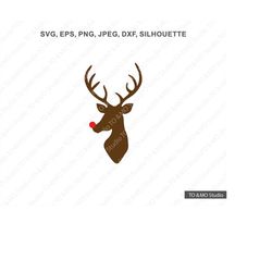 Deer SVG, Reindeer Svg, Christmas Reindeer Svg, Merry Christmas Svg, Reindeer Head Svg, Rudolph Svg, Christmas Svg, Cric