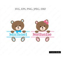 Bear SVG, Easter SVG, Bear split svg, Cute teddy bear Svg, Bear Face SVG, Cricut, Silhouette Cut File