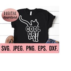 Cool Cat SVG - Cat Mom Digital Download - Cricut Cut File - Silhouette - Cat Mama - Cat Lover Svg - Cat Lady Clipart - F