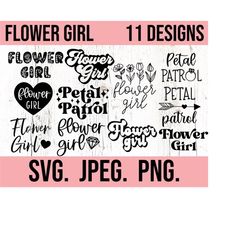 Flower Girl Bundle SVG - Team Bride png - Petal Patrol - Wedding Cricut File - Instant Download - Bride Squad - Flower G