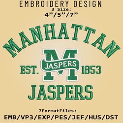 manhattan jaspers embroidery design, ncaa logo embroidery files, ncaa manhattan jaspers, machine embroidery pattern