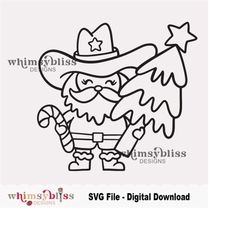 Retro Cowboy Santa holding Christmas Tree, SVG file for Cricut/silhouette, Digital Download Only, western santa clause s