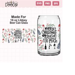 funny merry christmas quotes for 16 oz libbey beer can glass svg, digital download only, libbey glass cutting file for c