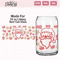ho ho ho santa claus 16 oz libbey beer can glass svg, digital download only, libbey glass cutting file for cricut - silh