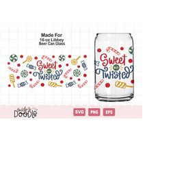 sweet but twisted christmas  for 16 oz libbey beer can glass svg, digital download only, libbey glass cutting file for c