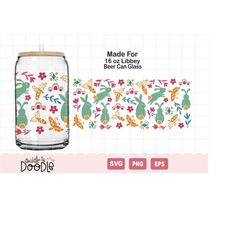 easter bunny with flowers for 16 oz beer can glass svg, digital download only, libbey glass cutting file for cricut - si