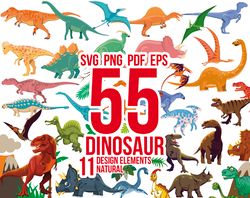 Dinosaur SVG Bundle, T-rex Brontosaurus, Stegosaurus, Riceratops Svg