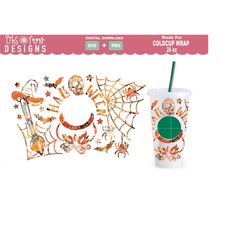 Halloween skull wrap for 24 oz Starbucks venti SVG | Digital Download Only | halloween witch clipart cold cup venti | Fa