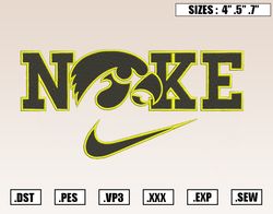 Nike x Iowa Hawkeyes Embroidery Designs, NCAA Embroidery Design File Instant Download