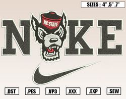 Nike x NC State Wolfpack Embroidery Designs, NCAA Embroidery Design File Instant Download