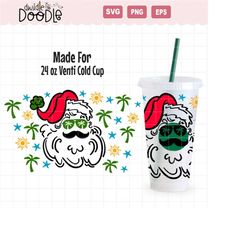 Santa Claus Christmas In July made for 24 oz Starbucks Venti SVG | Digital Download Only | Christmas Palm Tree Starbucks