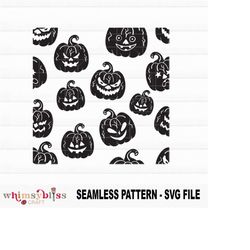 Spooky Pumpkin Faces Seamless Pattern, svg file,  Printable Digital Download, svg cut files for cricut silhouette, Fall