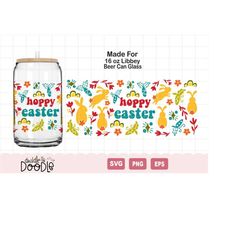 hoppy easter with bunny  for 16 oz beer can glass svg, digital download only, libbey glass cutting file for cricut - sil