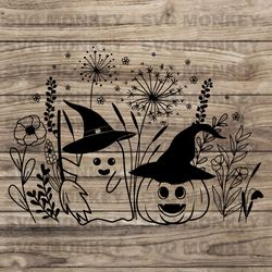Halloween Svg, Halloween Wildflowers Svg, Halloween Pumpkin Svg, Halloween Ghost Svg, Halloween SVG EPS DXF PNG