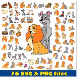 Lady and the Tramp SVG Bundle, Dogs SVG Bundle, Disney SVG Bundle, Lady and the Tramp PNG, Cartoon svg png Disney Vector