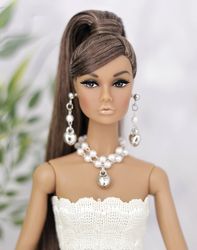 Set of jewelry earring and necklace for Barbie Poppy Parker
