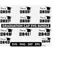 Graduation Cap Svg Bundle, Class of 2034,  Class of 2035,  Class of 2036, Class of 2037, Graduation Cap Svg, Congrats Se