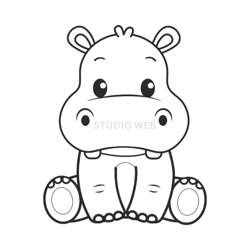 Hippo Outline SVG, Hippo Mascot Svg, Hippo Svg, Hippo Clipart, Hippo Files for Cricut, Hippo Cut Files For Silhouette,